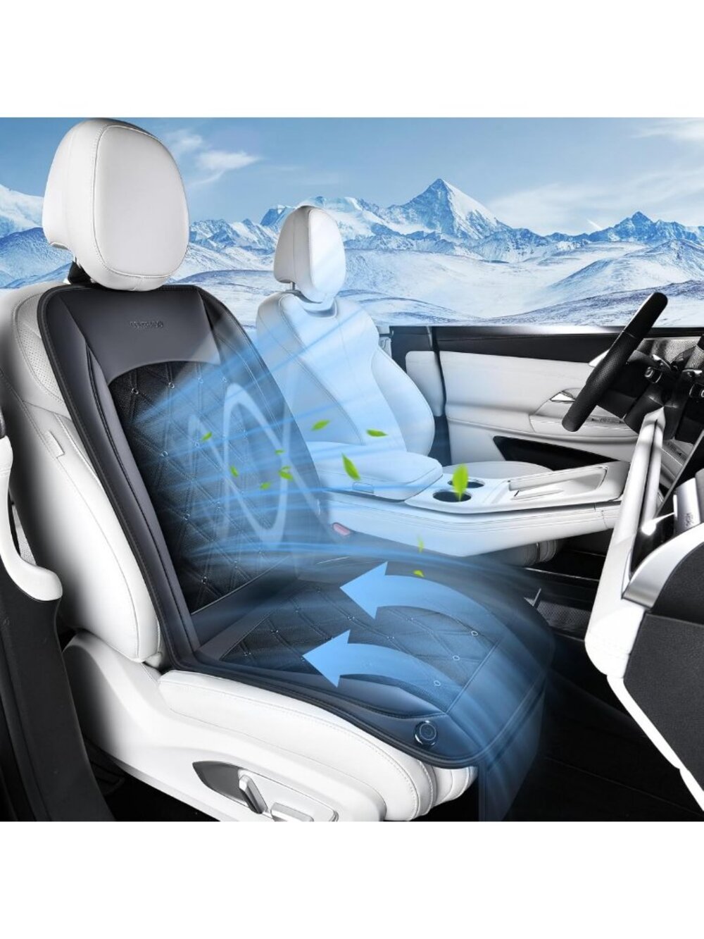Cooling Car Seat Cover - 12V-24V Ventilated Cushion, Adjustable 3-Speed for